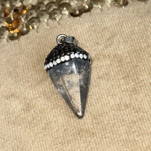 Smoky quartz crystal pendulum pendant cut six sides with crystals on the top